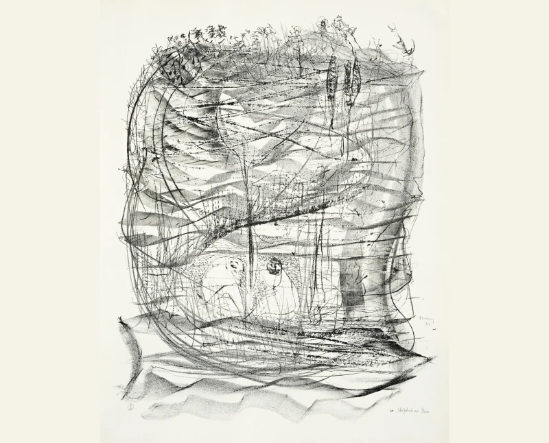 Wenn Literatur zu Bildern wird: Vortrag über Altenbourg und Bobrowski | Gerhard Altenbourg, Der Schilfstrich am Strom, 1968, © Stiftung Gerhard Altenbourg/VG Bild-Kunst, Bonn 2026