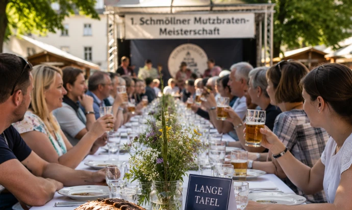VorschauBild - „Lange Tafel“ bei der 1. Schmöllner Mutzbraten‑Meisterschaft