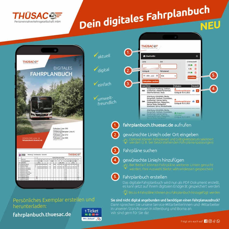 THÜSAC - Fahrplanwechsel und Einführung des digitalen Fahrplanbuches | Digitale Fahrplanbuch der THÜSAC 
