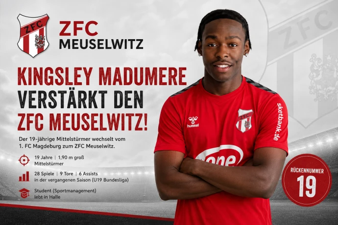 VorschauBild - ZFC Meuselwitz verpflichtet Mittelstürmer Kingsley Madumere