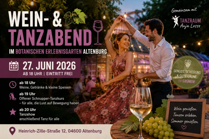 VorschauBild - Sommerlicher Abend mit Wein, Kurs und Tanzshow im Botanischen Erlebnisgarten