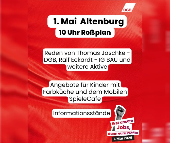 VorschauBild - „Erst unsere Jobs, dann eure Profite“ – DGB ruft zum 1. Mai in Altenburg auf