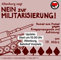Aufruf zum Gegenprotest gegen das öffentliche Gelöbnis am 19.  März 2026 auf dem Markt Altenburg