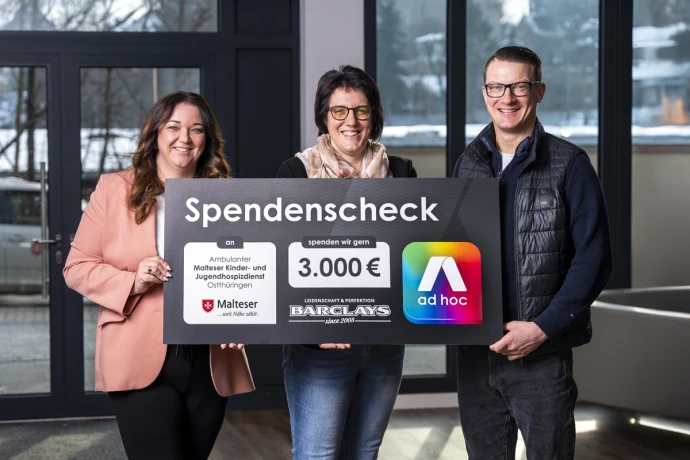 VorschauBild - Barclays Gera und ad hoc spenden 3.000 Euro an Malteser Ambulanten Kinder- und Jugendhospizdienst Ostthüringen