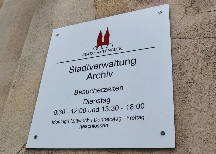 VorschauBild - Altenburger Stadtarchiv am 16. und am 23. April nur bis 16 Uhr geöffnet 