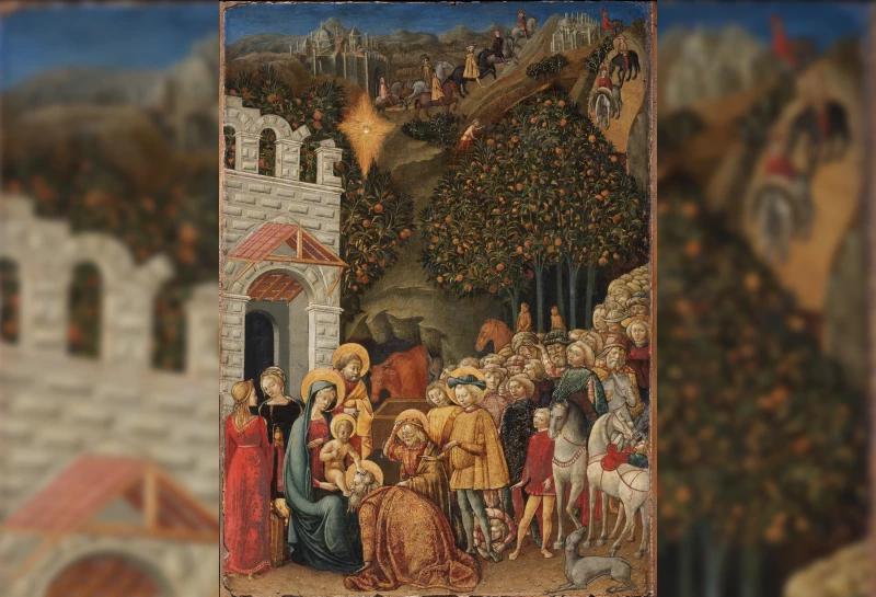 Wachsen, grünen, Früchte tragen – zur Darstellung von Bäumen in der Bildenden Kunst | Michele Ciampanti, Die Anbetung der Heiligen Drei Könige, 1465