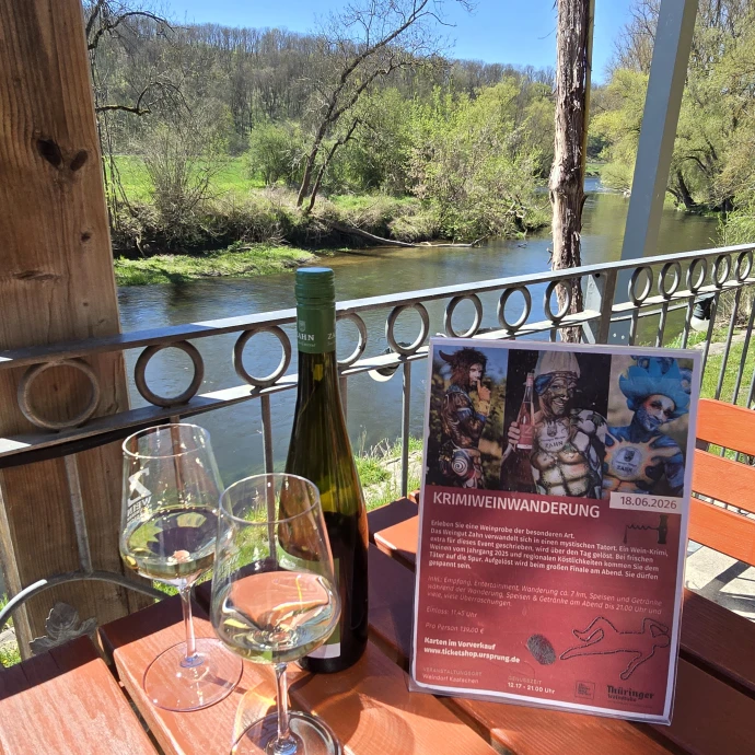 VorschauBild - Krimi, Kultur, Kulinarik: Die spannendste Weinwanderung Mitteldeutschlands verbindet im Glas Thüringen mit Sachsen‑Anhalt